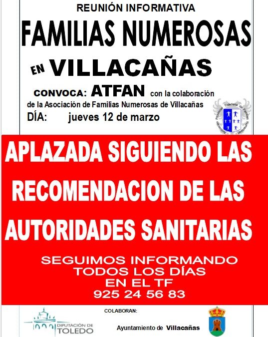 Aplazada la Reunión informativa de  Villacañas