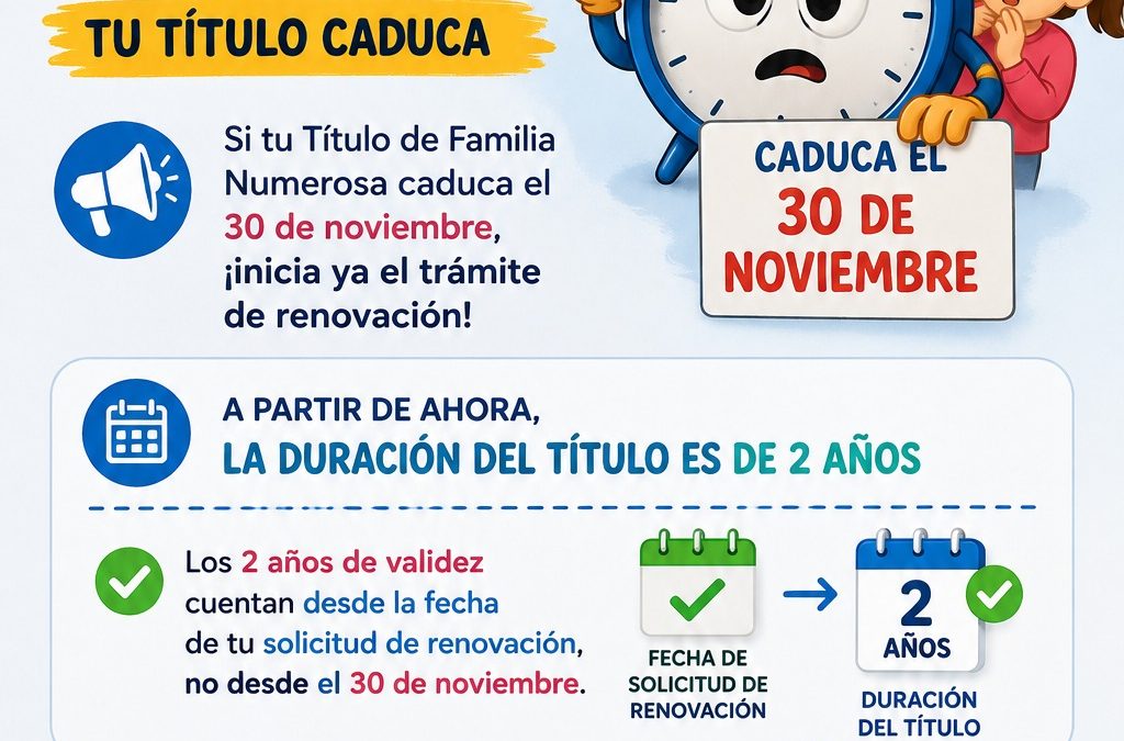 ¡Atención, familias numerosas! Revisa la caducidad de tu título