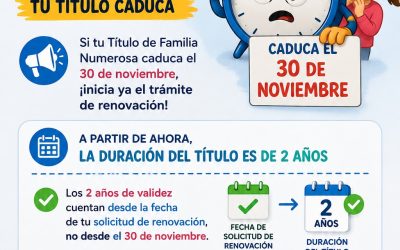 ¡Atención, familias numerosas! Revisa la caducidad de tu título