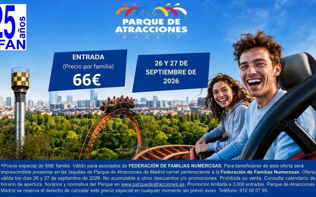 Jornadas familiares en el Parque de Atracciones de Madrid- 26 y 27 Septiembre 2026
